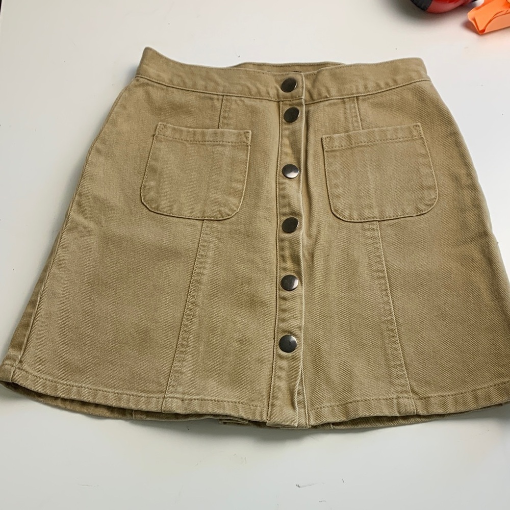 BDG Tan Button-Front Women's Skirt, 100% heavy cotton